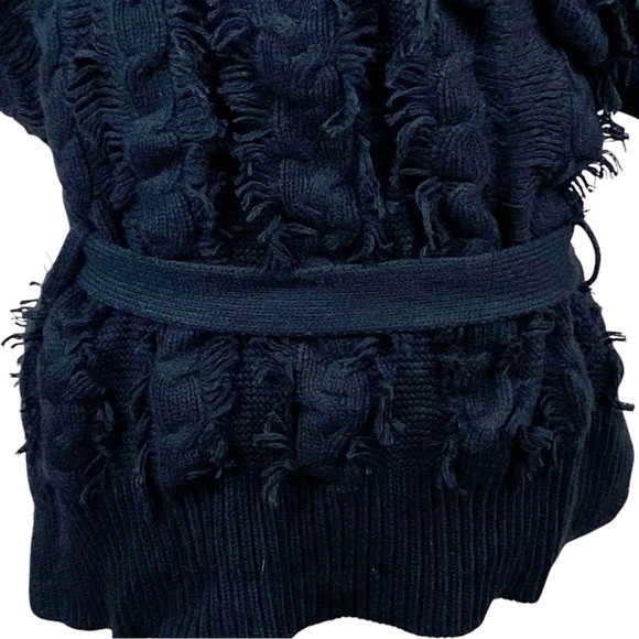 Zadig & Voltaire Corry Cows Cardigan Belt Sweater S Black Cotton Cashmere Loops - Picture 8 of 10